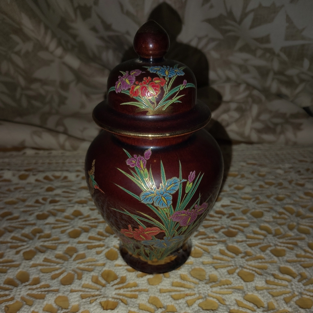 Vintage Japanese Brown Porcelain Urn Vase